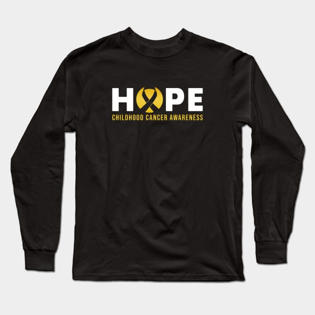 HOPE CANCER AWARENESS GOLD RIBBON Long Sleeve T-Shirt by JWOLF